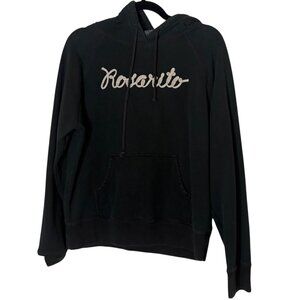 Lucky Brand Y2K Vintage Rosarito Floral Embroidery Sweatshirt Hoodie Black XL